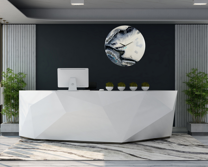 Horloge murale époxy design pour la décoration de bureau, horloge murale à chiffres romains, horloge murale en résine, noir, sans verre, horloge en résine faite à la main