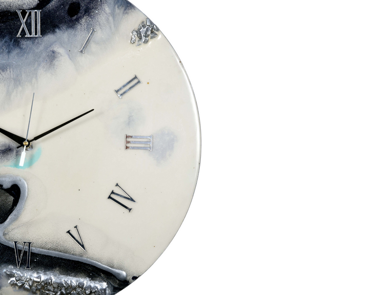 Horloge murale époxy design pour la décoration de bureau, horloge murale à chiffres romains, horloge murale en résine, noir, sans verre, horloge en résine faite à la main