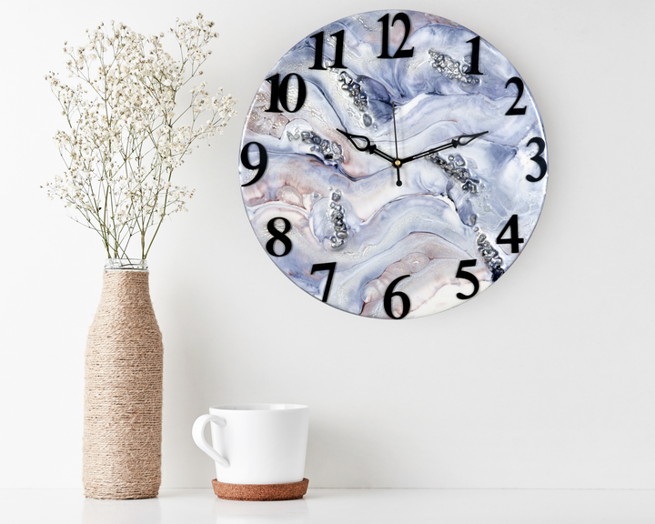 Moderne große Wanduhr, Metall mit Holz Mid Century Uhr, Uhr für die Wand, Home Office Wanduhr, leise Unikat Uhr, Wohnzimmer Dekor