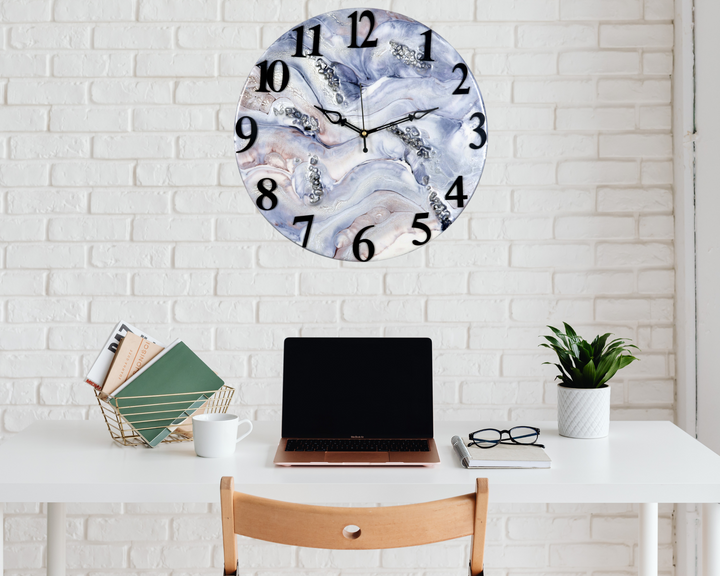 Moderne große Wanduhr, Metall mit Holz Mid Century Uhr, Uhr für die Wand, Home Office Wanduhr, leise Unikat Uhr, Wohnzimmer Dekor