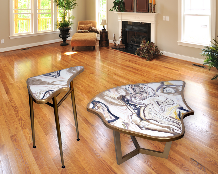 Table basse en bois en résine époxy