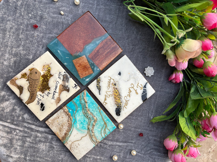 Personalized Resin Coaster - Custom Epoxy Resin Coaster for Elegant Gift