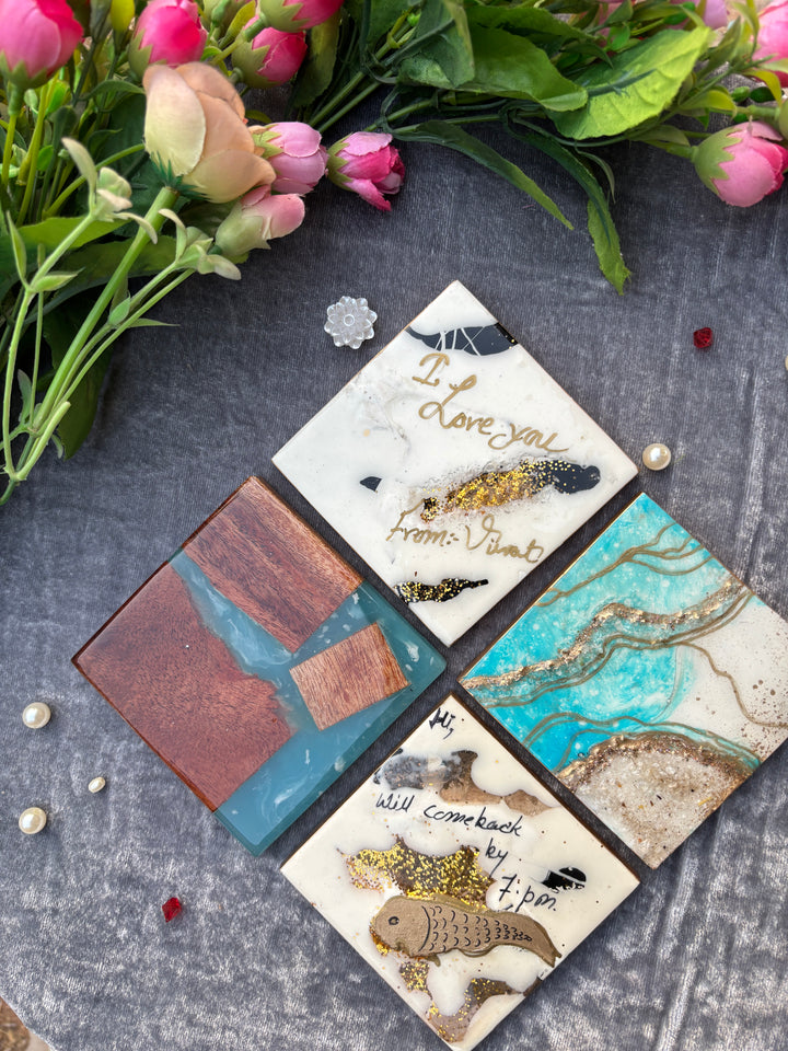 Personalized Resin Coaster - Custom Epoxy Resin Coaster for Elegant Gift