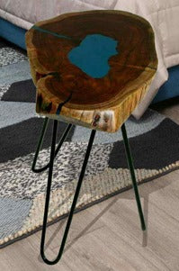 Tables centrales de chambre d'enfants Live Edge en résine époxy Aqua Blue