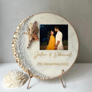 Resin Personalized Frame Couple Photo with Flower Preservation | Preserved Wedding Bouquet