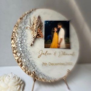 Resin Personalized Frame Couple Photo with Flower Preservation | Preserved Wedding Bouquet