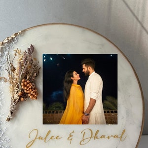 Resin Personalized Frame Couple Photo with Flower Preservation | Preserved Wedding Bouquet