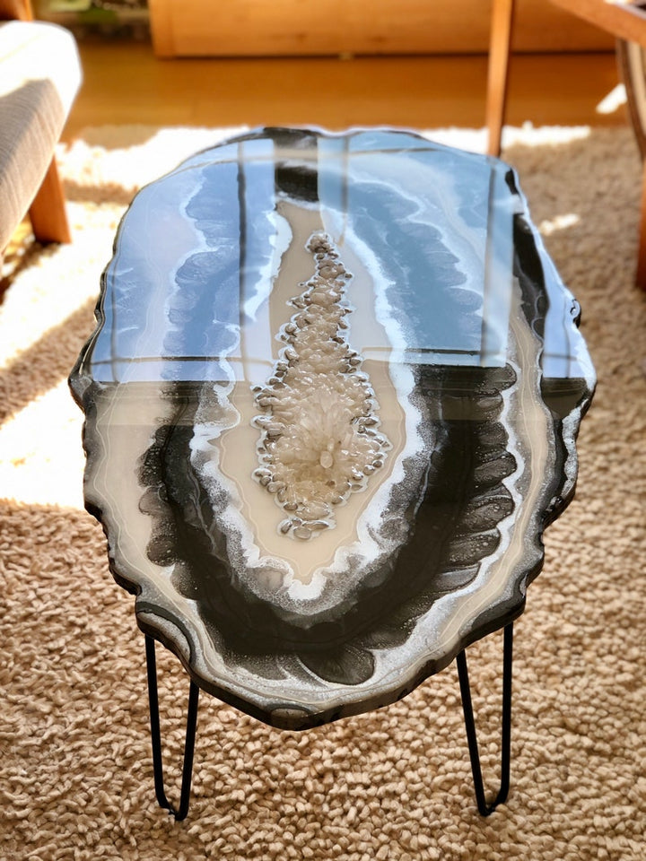 Epoxy Resin agate Custom order Abstract geode art Made in India a Coffee table choose leg colors, home, office, decor, natural luxury