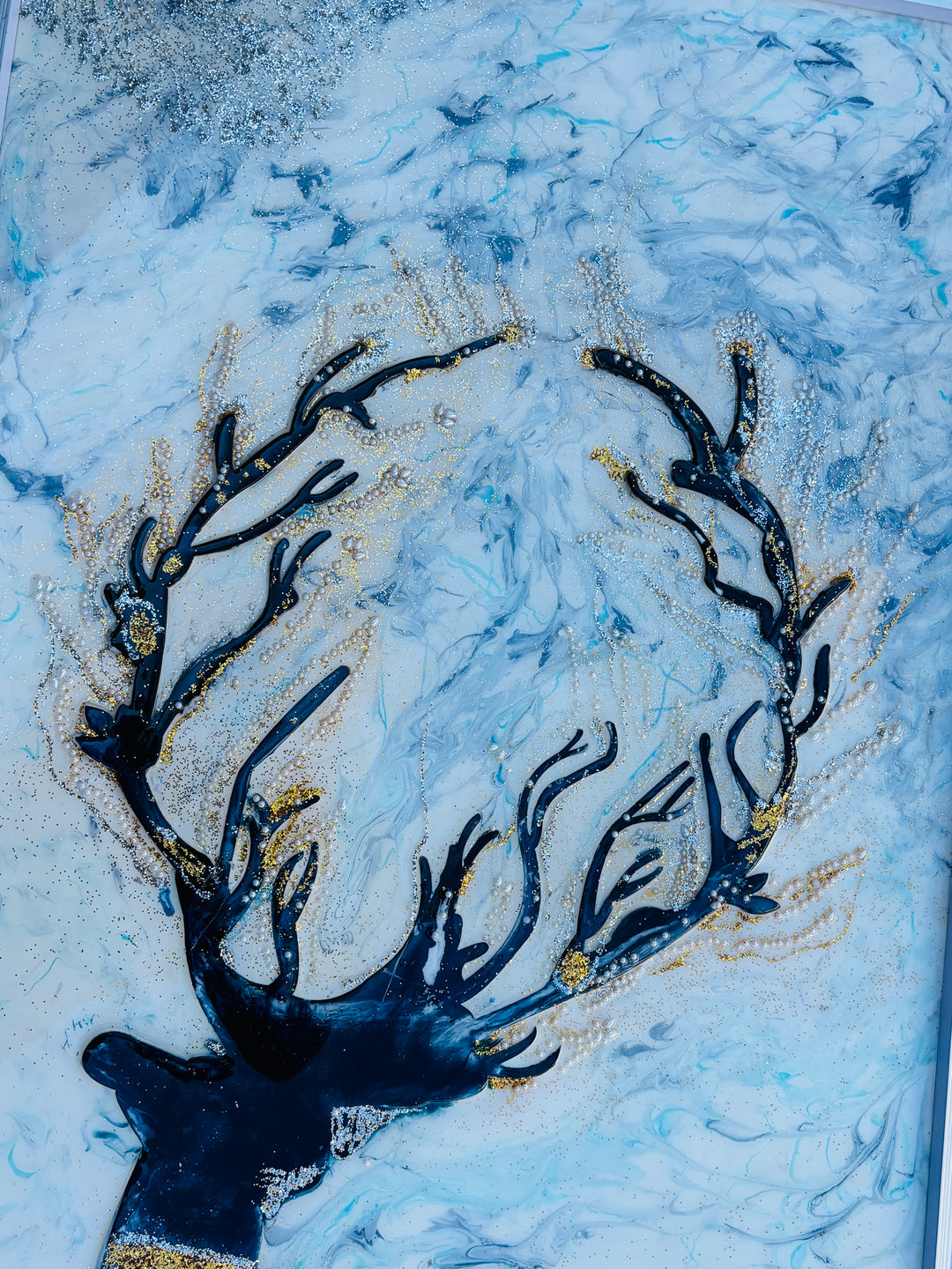 Deer Resin Art Painting Wall Decor with or without LED Luxury Unique Picture Resin Painting Resin art Wall Decor Wall Hangings Painting Crystal Epoxy resin wall painting Large resin artwork modern art