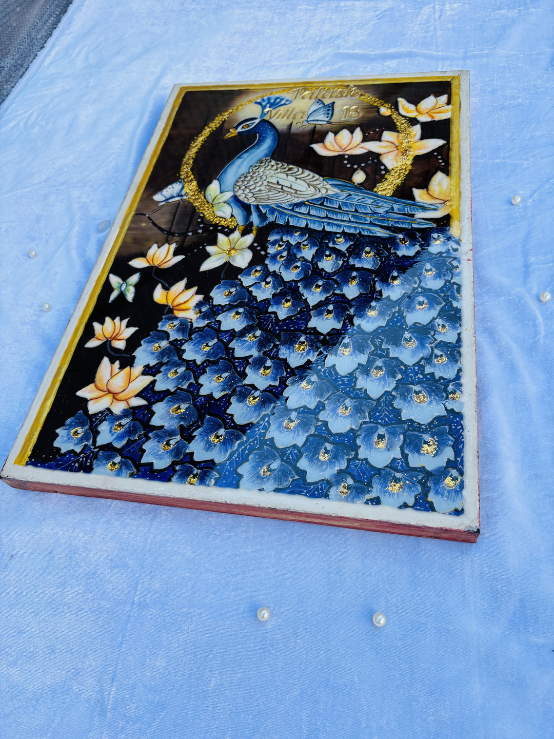 120 cm x 33,3 cm Epoxidharz-Wandmalerei, Tisch aus Kunstharz mit schwarzer Oberfläche und Walnussplatte, Tisch aus Flussstrand-Tischen für Ess-, Besprechungs- und Kaffeetische aus Holz